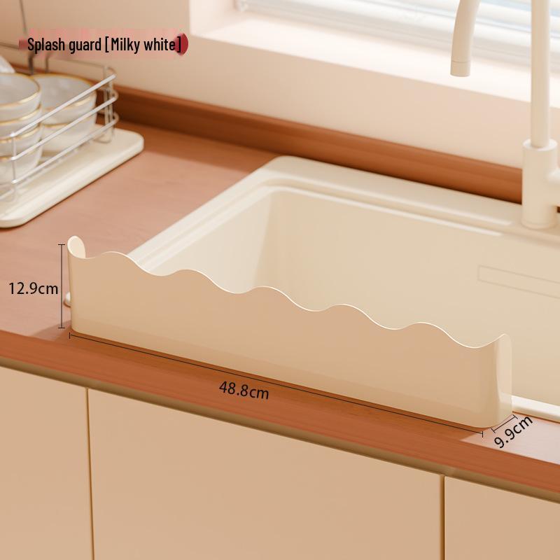 Dopamine Kitchen & Bathroom Sink Splash Guard – Countertop Water Stopper Strip Splash Guard молочный белый