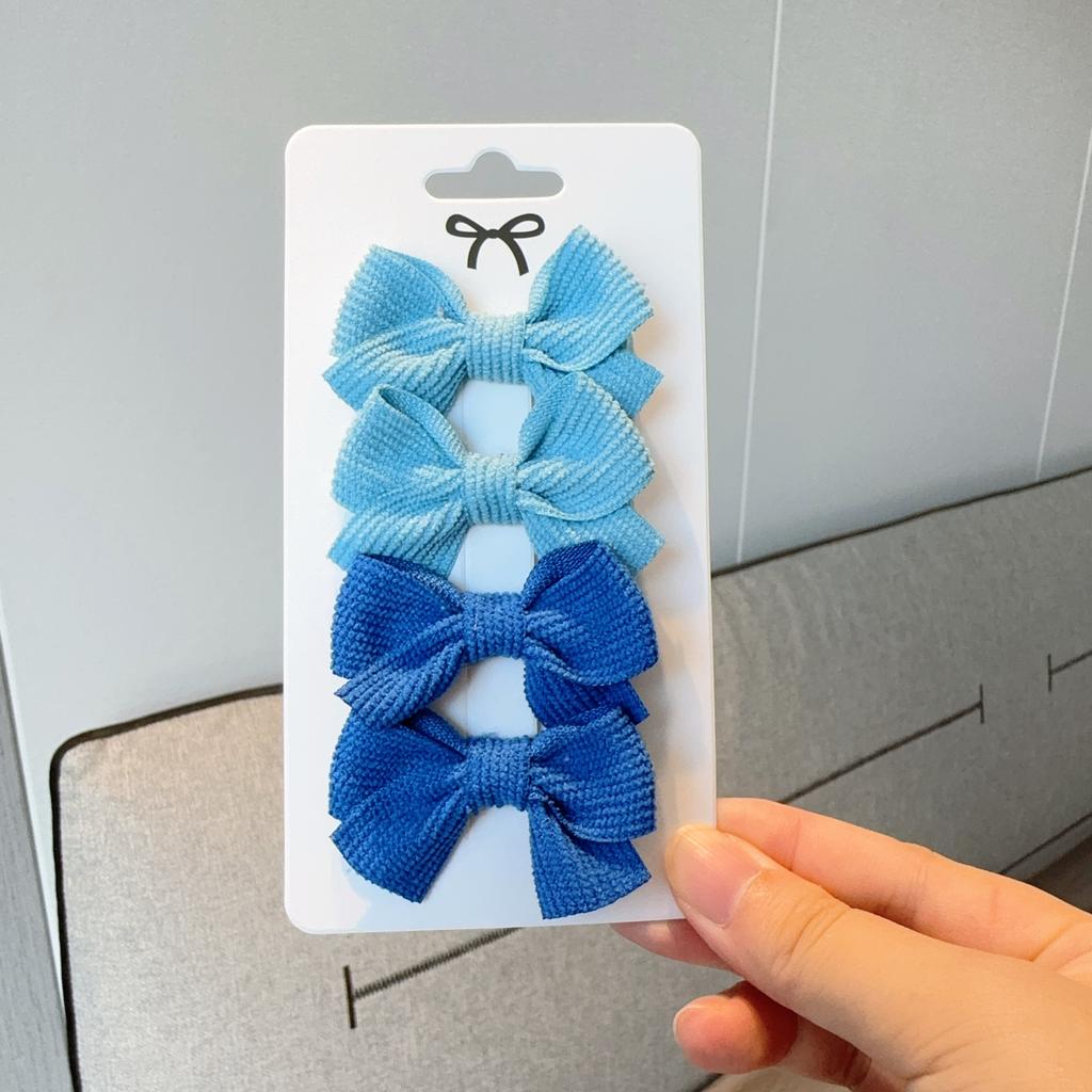 4Pcs Baby Bows Hair Clip For Kids Girls Solid Color Hairpins Barrettes Handmade Headwear Hair Accessories 2.1Inches