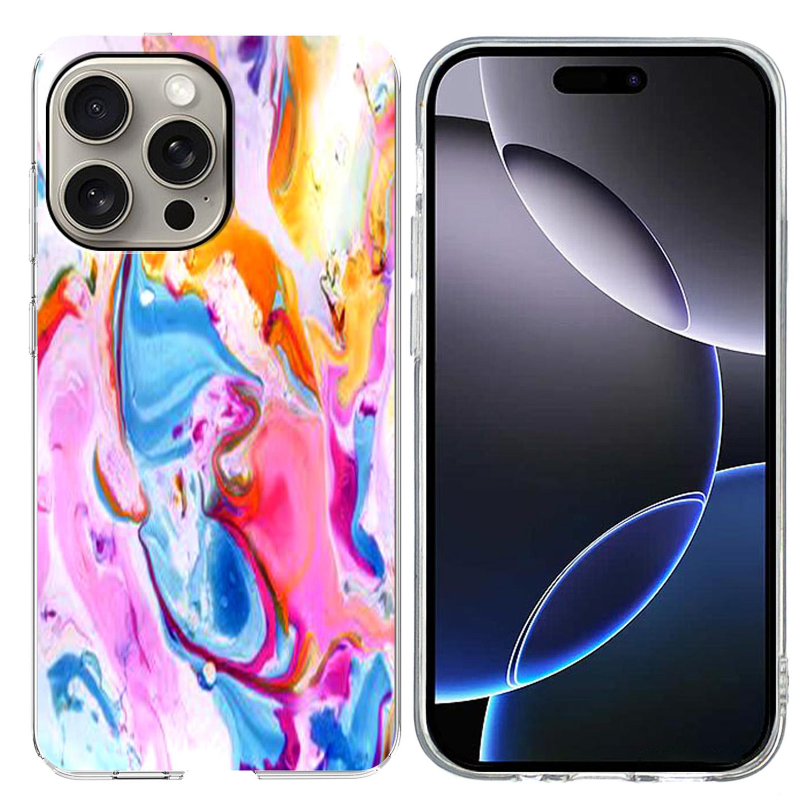 

Для iPhone 16 Pro Max Чехол Печать Мраморного Узора Мягкий ТПУ Чехол для Телефона Colorful