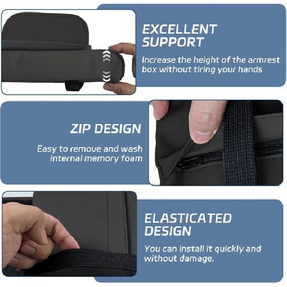 Center Console Cover, 12.2"×8.27"×4.8" Arm Rest Cover for Car, Leather Black