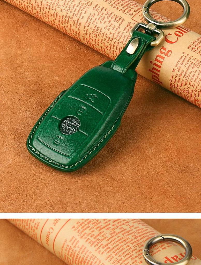 Genuine Leather Handmade Smart Car Key Case for Mercedes - Full Cover