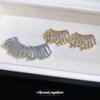 K real gold electroplated silver needle zircon C-shaped stud earrings fashion minimalist style light luxury high-end earrings versatile earrings women