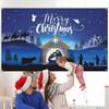 1pc Merry Christmas, Nativity Scene Polyester Background Fabric - Blue background Christmas Party Decoration and photography