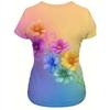 Plus-Size Women's Breathable Stretchy Short Sleeve Crew Neck T-Shirt - Vibrant 3D Floral & Butterfly Print, Summer Casual Daily Ladies T Shirts