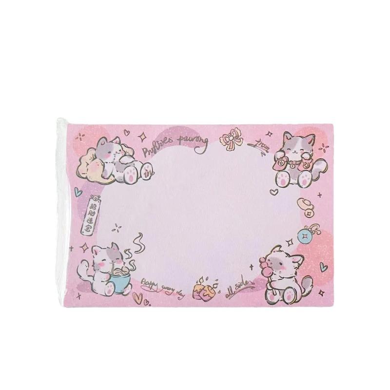 4pcs School Supplies Cat Series Note Pads Tearable and Non Sticky Cartoon Office and Study Message Lovely Memo Pad