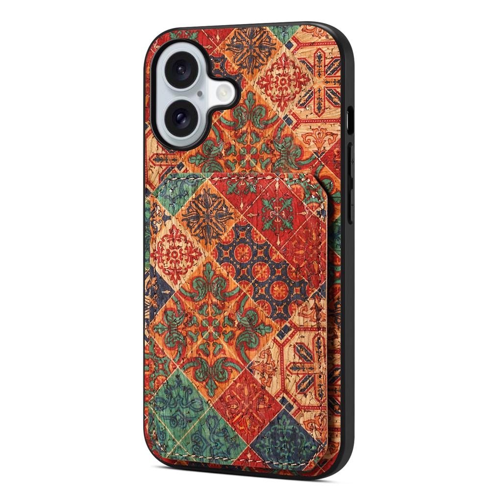 Pro iPhone 17 Pouzdro s držákem na karty Stojánek Květinový design Kožený kryt na telefon