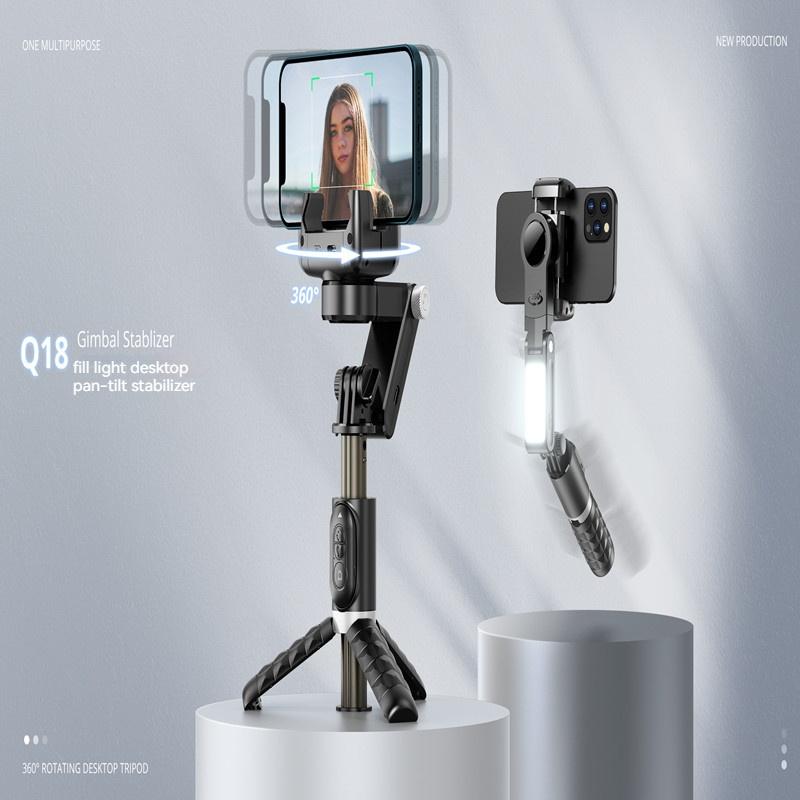Cell Phone Three-axis Stabilizer Handheld Gimbal Photo Photography Follow Shooting Jitterbug Live Q18 Face Tracking Selfie Stick