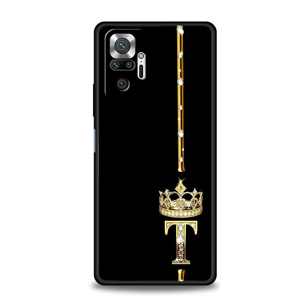 Diamond Crown Letter Letters Phone Case For Xiaomi Redmi Note 15 14 13 12 4G 9 10 11 Pro Plus 5G 14C 13C 12C 10C Soft TPU Cover