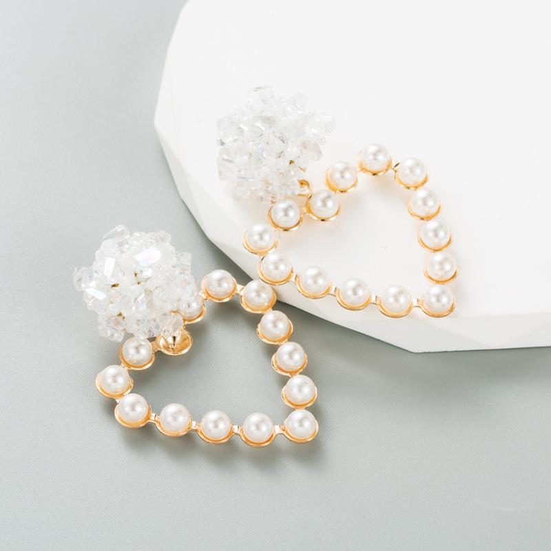 Pinkdudu Cercei romantici, acrilic, cu inimă goală, în 3 culori, cercei eleganti cu perle de imitație, dragoste pentru femei, bijuterii PD1297