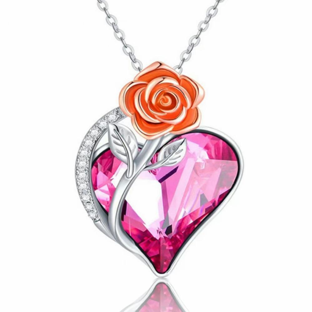 

Ожерелье с подвеской в ​​виде розы в форме сердца, женский ювелирный подарок