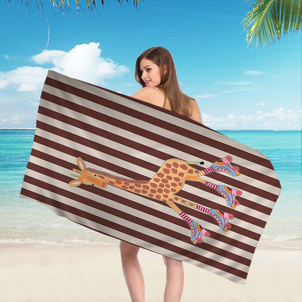 Cute Funny Animal Ins Cartoon Microfiber Printed Beach Towel Mountain Climbing Yoga Beach Swimming Running Absorbent Soft Towel