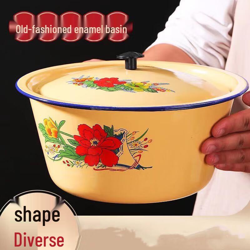 Retro Enamel Storage Bowl with Lid