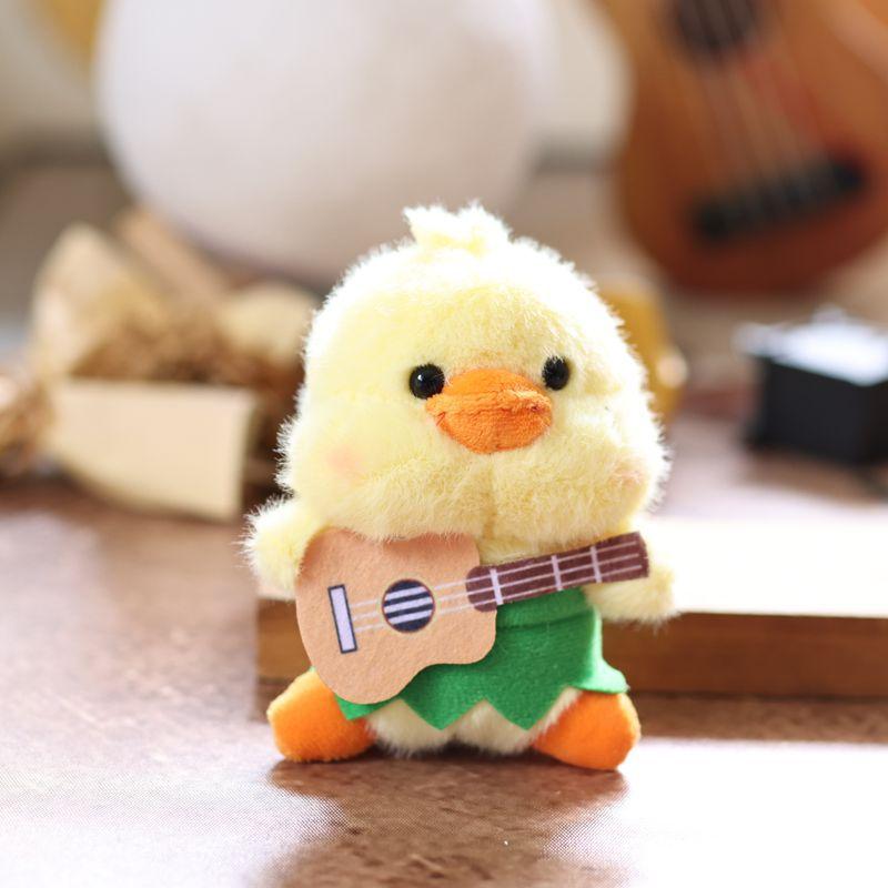 Cute Swimming Circle Guitar Duck Plush Doll Keychain Backpack Hangings Decoration Gift