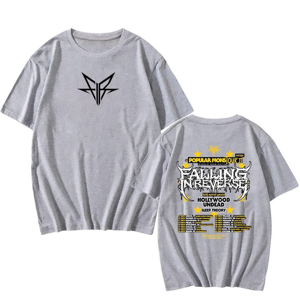 Falling In Reverse The Popular Mons Tour T-shirt Short Sleeve Cotton Summer Tshirts Hip Hop Streetwear Men Clothes Graphic Tees