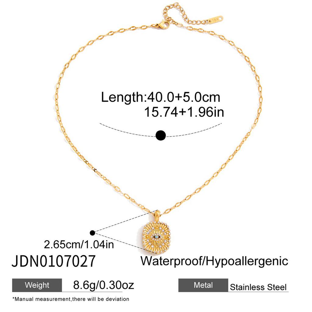 Youthway Lucky Zircon Blue Turquoise Evil Eye Pendant Necklace For Women Gold Plated Stainless Steel Necklace Christmas Gift