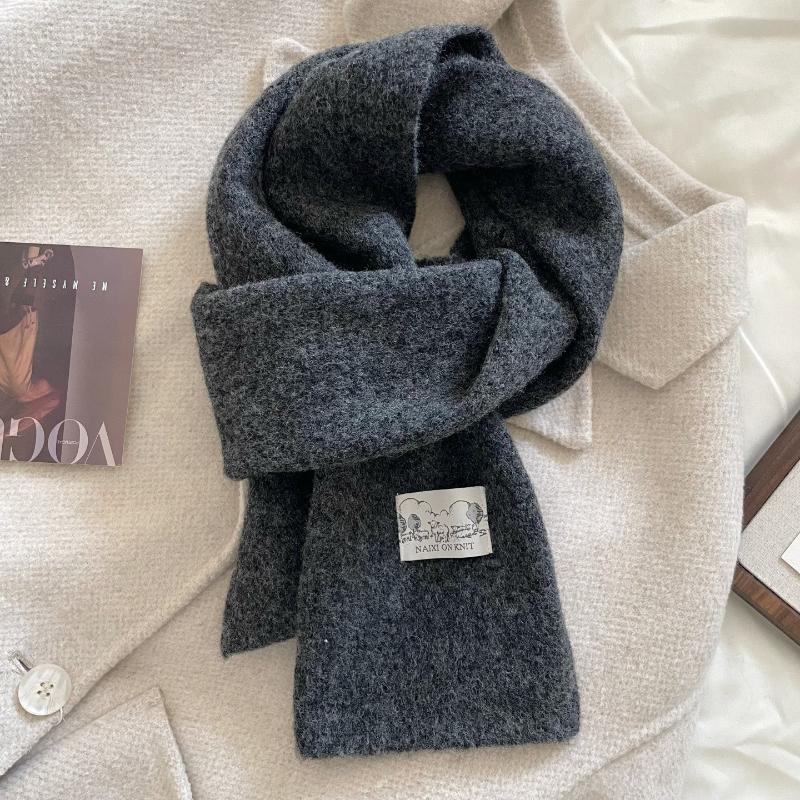 2026 New Korean Version Ins Solid Color Scarf Women's Winter Versatile Knitted Warm and Cold-proof Wool Couple Scarf Men