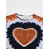 New Plus Size Women's Tie-dye Love Heart Print T-shirt, Casual Short Sleeve Top for Spring Summer