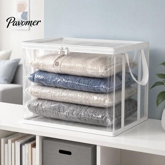 Student Textbooks Organizer Clothes Storage Bag, with Lid And Handles, Large Capacity Dustproof Study Room Organizer, Transparent PVC Container