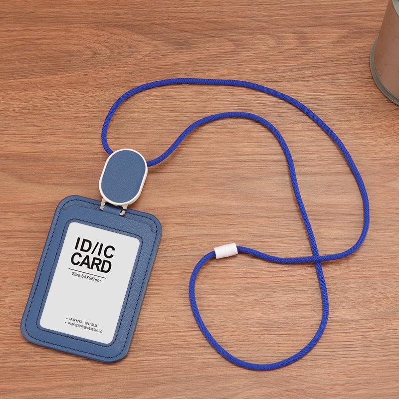 Retractable Leather ID Badge Lanyard and Card Holder