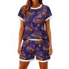 Women's Halloween Color-Block Print Casual 2-Piece Set - Holiday Themed Top and Pants for Women - Fun Cute Great for Parties