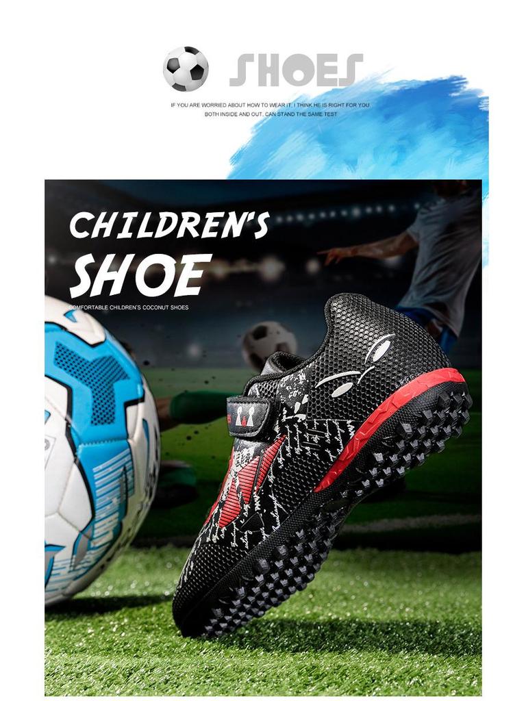 Oddychające Uniwersalne Dziecięce Buty Piłkarskie na Trening Zewnętrzny z Rzepami i Kolcami