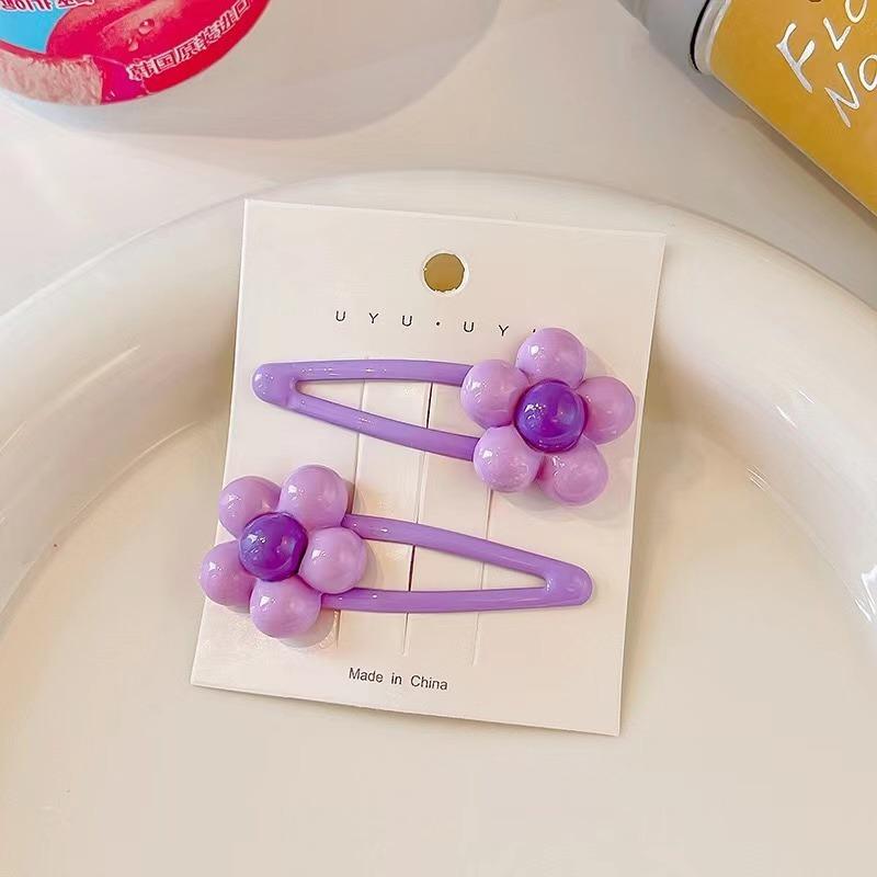 2PCS New Cute Princess Glossy Flower Girls Hairpins Children Headwear Hairgrip Hair Clips Barrettes Hair Accessories