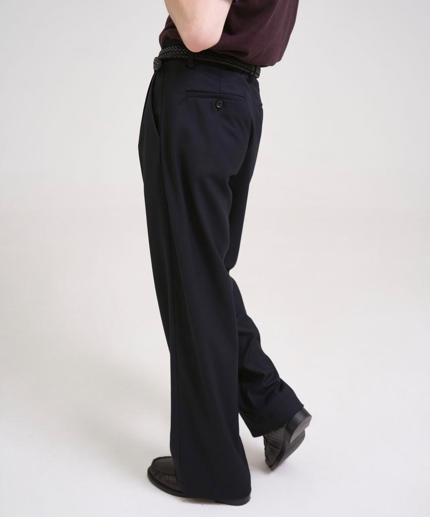 SSIN AND LEE Nocturnal Wide Pleated Wool Slacks Navy