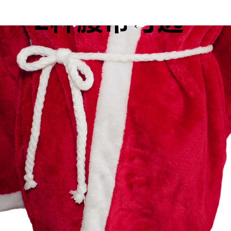 Unisex Adult Santa Claus Costume Set: 5/7-Piece Plush Outfit with Makeup Accessories