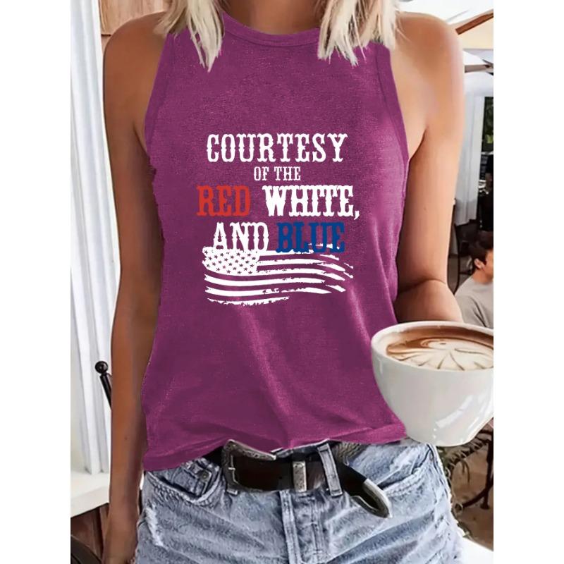 Patriotic Printed Women's Versatile Comfortable Casual and Fashionable Top Vest
