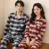Pajama Couple Long-Sleeved Checkered Men's and Women's Autumn Casual Home Suit Set
