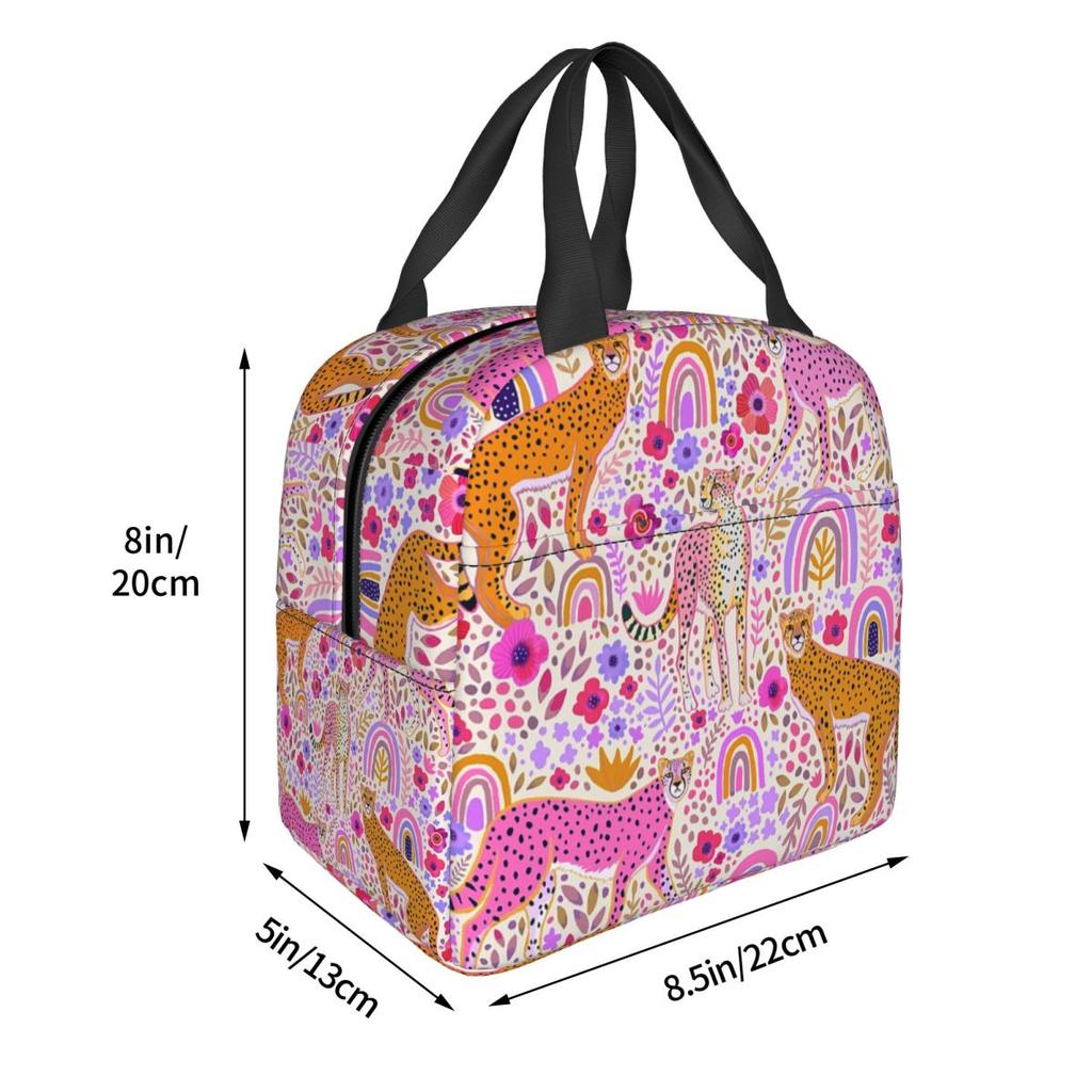 Borsa termica per il pranzo 'Ghepardi in un arcobaleno' per bambini, borsa frigo scolastica, contenitore termico per alimenti, borsa tote, contenitori portatili per il pranzo