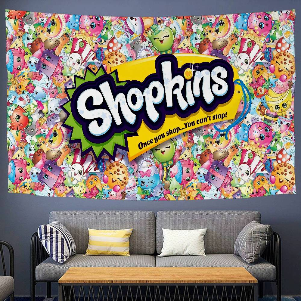 Cute SShopkins Anime Tapestry Wall Hanging Decoration Household Wall Hanging Home Decor