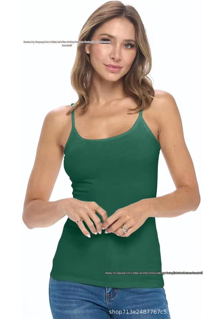 Women's Modal Spaghetti Strap Tank Top with Built-in Bra Pad and Wireless Cups