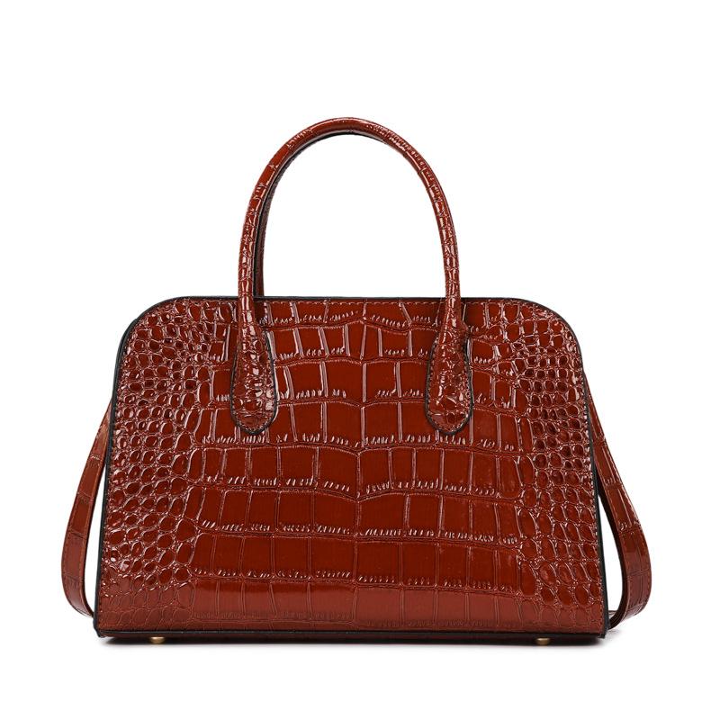 Sac Cabas Commuter en Cuir de Vachette Texture Crocodile 2026: Sac à main grande capacité à texture rétro.