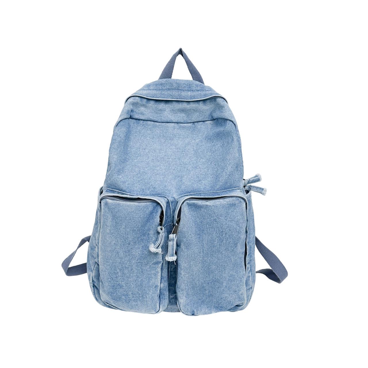 

Японський рюкзак з випраного деніму 2025 року - Велика місткість, студентський стиль для учнів старших класів та студентів, ідеально підходить для школи та подорожей світло-синій колір