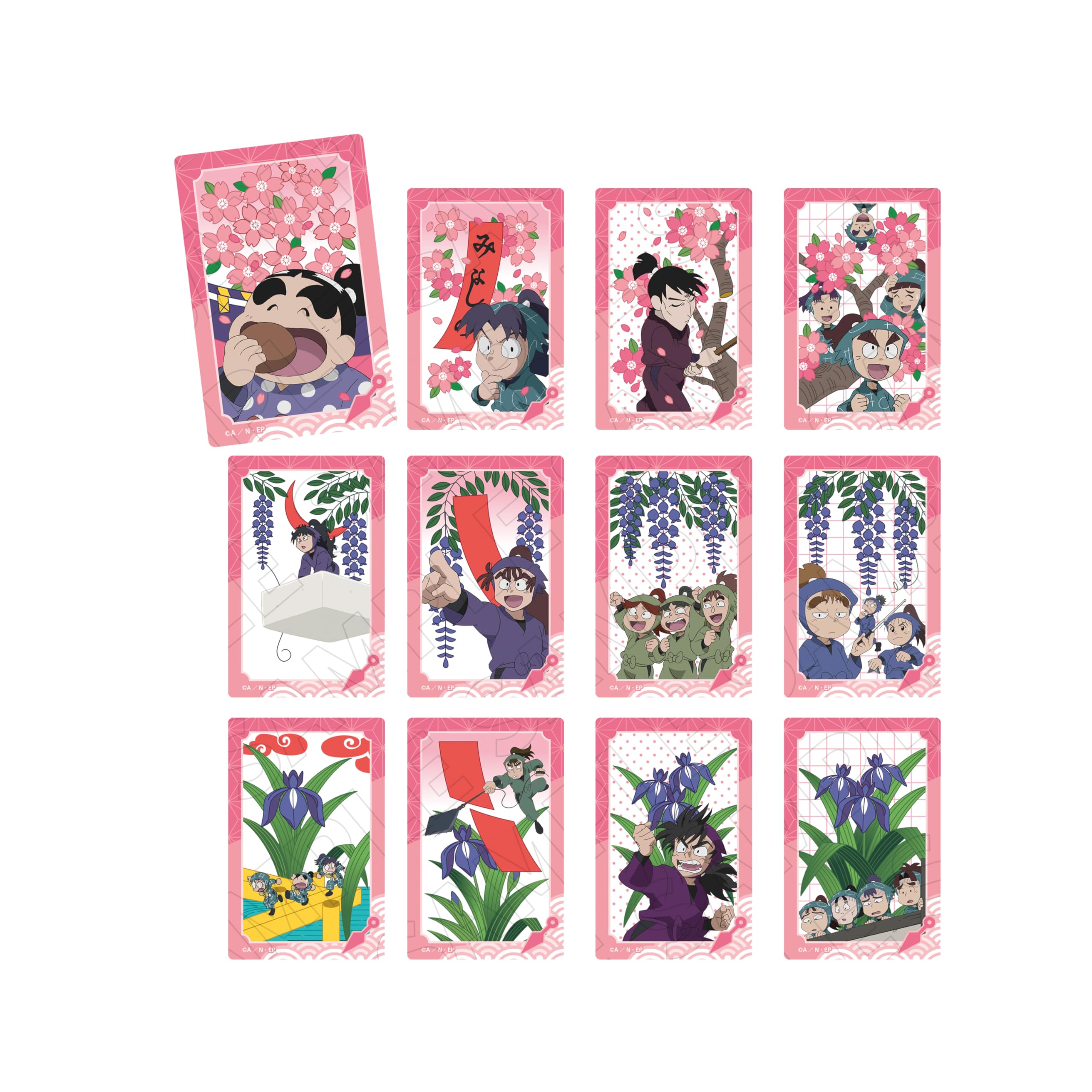 

Nintama Rantaro Trading Hanafuda Pattern Clear Box of 12 Cards, Spring,