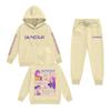 Kids' Long Sleeve Loose Pullover Letter Print Drawstring Hooded Sweatshirt Sweatpants Set