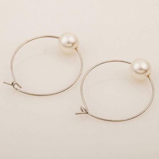 Fashion Women Faux Pearl Charm Huggie Hoop Earrings Party Jewelry Birthday Gift