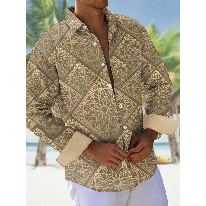 Herrenhemden, Button-Down-Hemden, Freizeithemden, Frühling und Sommer, bedruckt, Langarm, täglich, modisch, bequem
