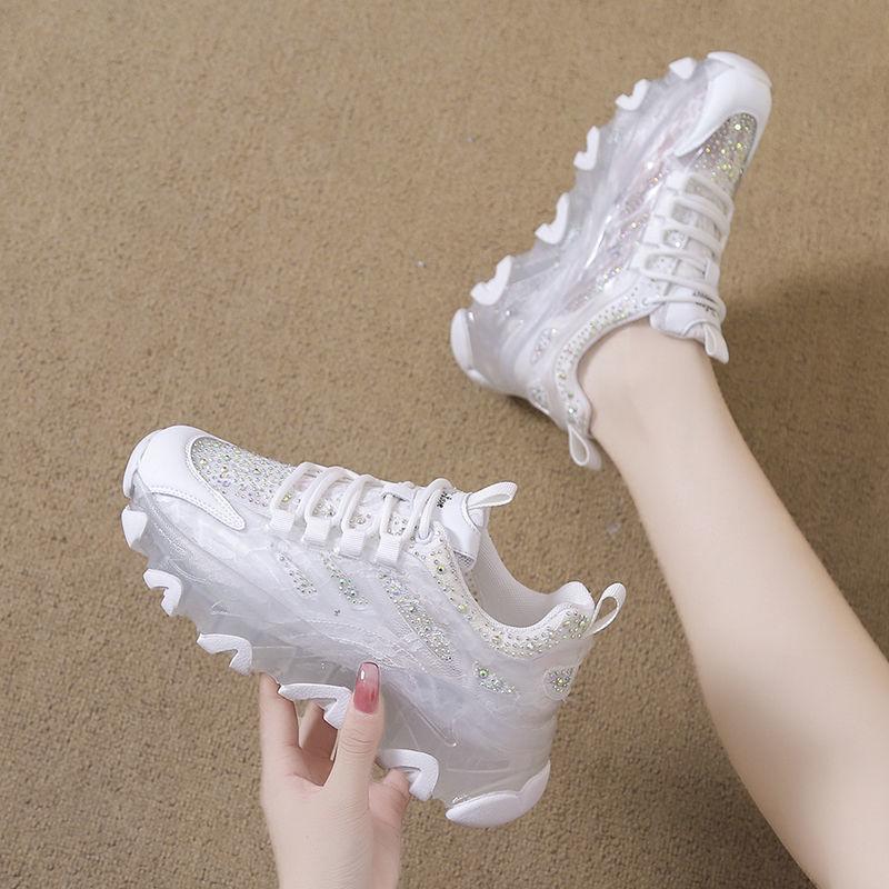 

Кроссовки женские летние из дышащей сетки на тонкой толстой подошве повседневные универсальные спортивные маленькие белые туфли 35 белый