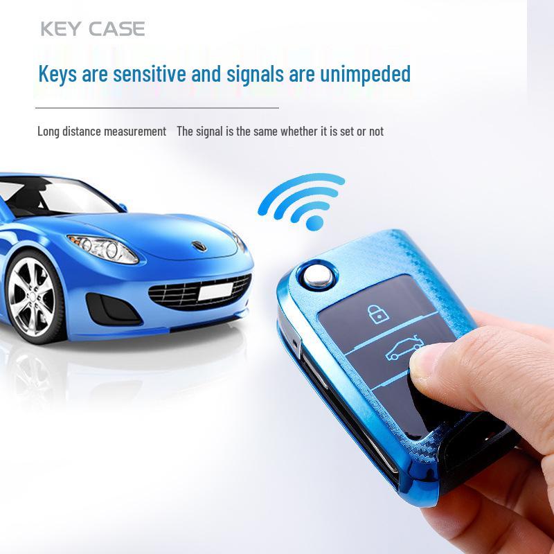 Carbon Fiber Key Case for Volkswagen: Compatible with Tiguan, New Lavida, Sagitar, Lamando, Teramont, T-Roc, and T-Cross.