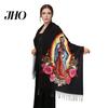 Versatile Silk Scarf Virgin Mary Shawl Soft Cashmere Warm Wrap Luxury Comfort Tassel Scarves Winter Lightweight Blanket Religious Accessory Fine Weave