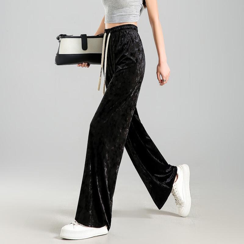 Demana Women's Retro Drawstring Wide-Leg Casual Pants