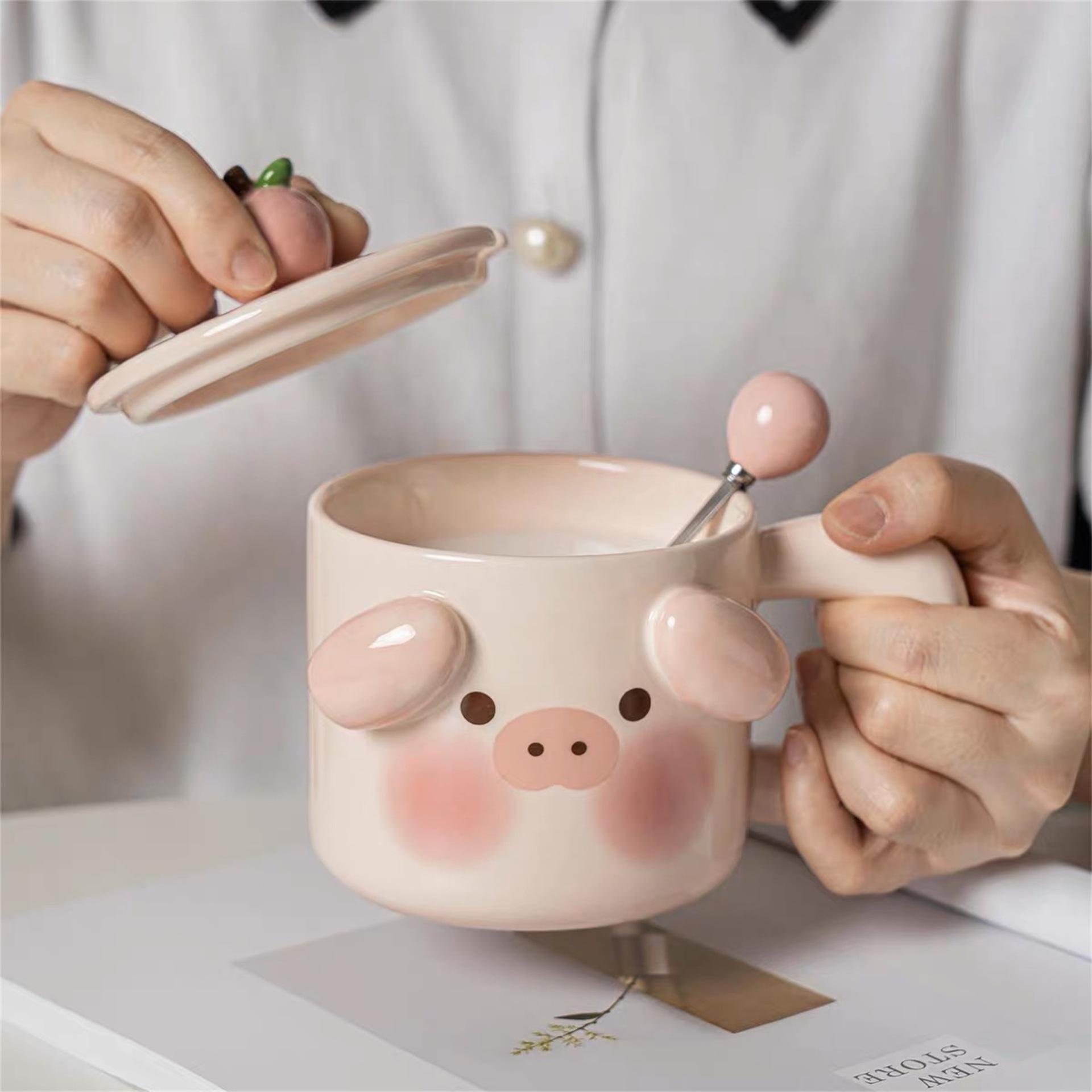 

Милая кружка с поросенком, подарок на день рождения для девочки, керамическая чашка, офисная, домашняя, для пары, чашка для кофе, воды 301-400ml