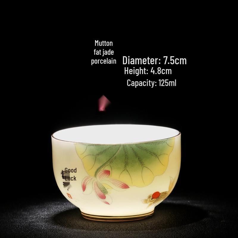 Sheep Fat Jade Porcelain Teacup: Chinese Ceramic Master Cup for Tea Tasting