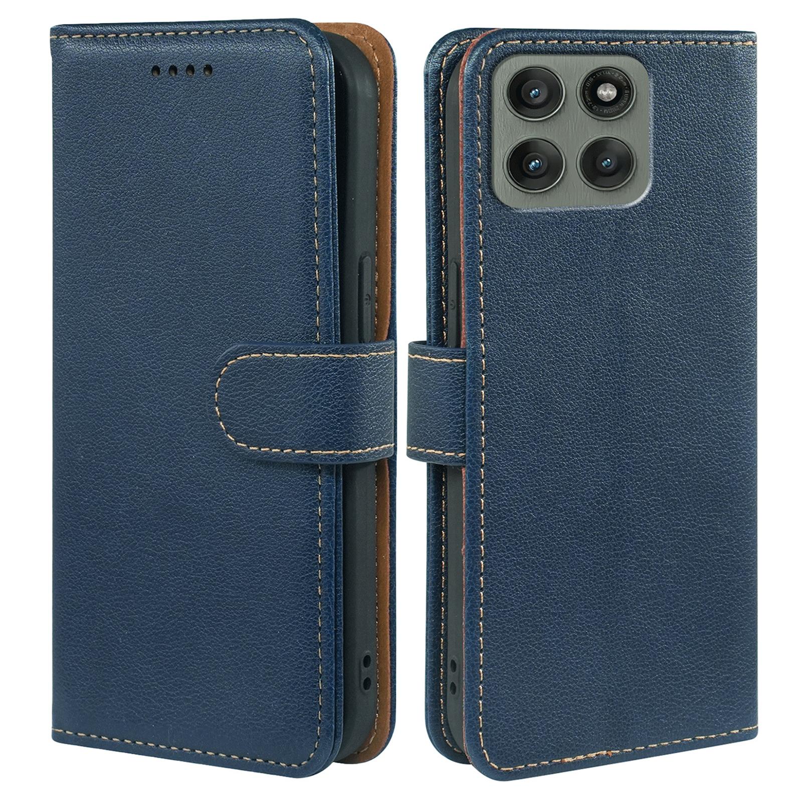 

For Motorola Edge 60 Pro 5G Case RFID Blocking Wallet Litchi Texture Leather Phone Cover Magnetic Clasp Blue