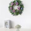 Artificial Flower with Leaf Realistic Purpler Rose Wreath Decoration for Door Window Hallway Farmhouses Wedding Wreath