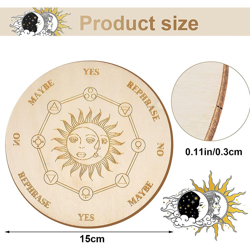 Astrology Game Playing Plate Carved Divination Pendulum Board with Stars Moon Metaphysical Healing Meditation Board