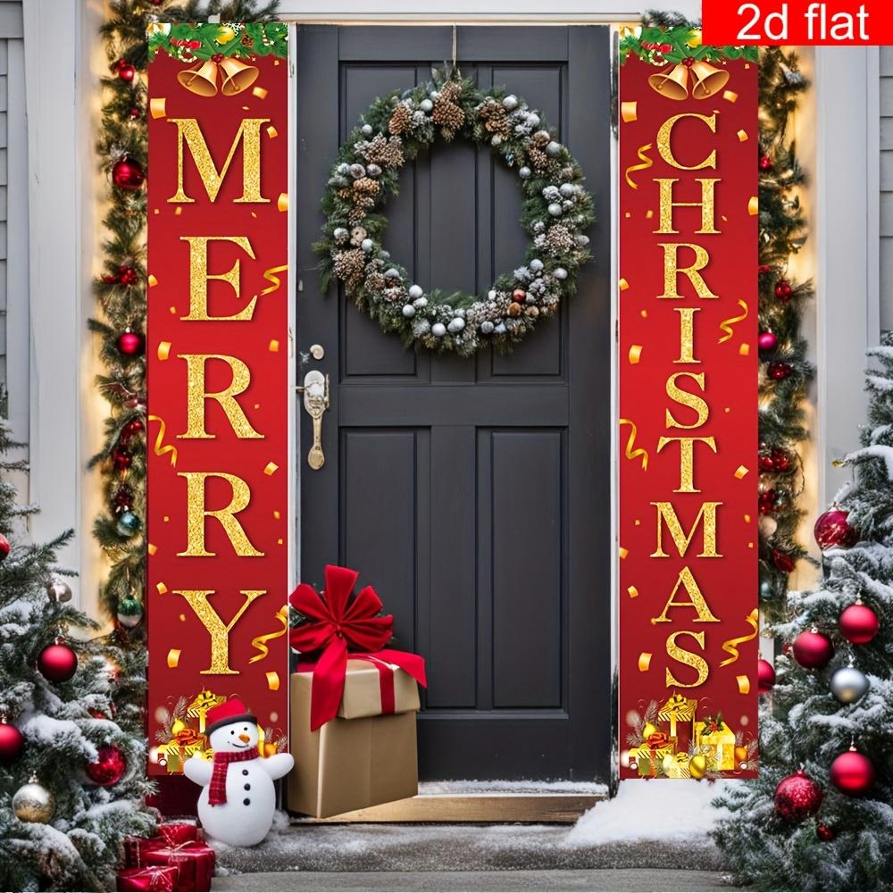 Merry Christmas Couplet Banner 1 Pair Polyester Indoor Outdoor Decor