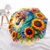 Horse Theme Design Folding Umbrella-Fashionable Auto-Open Design 8 Iron Ribs Plastic Handle Foldable Sunshade,Perfect Gifts
